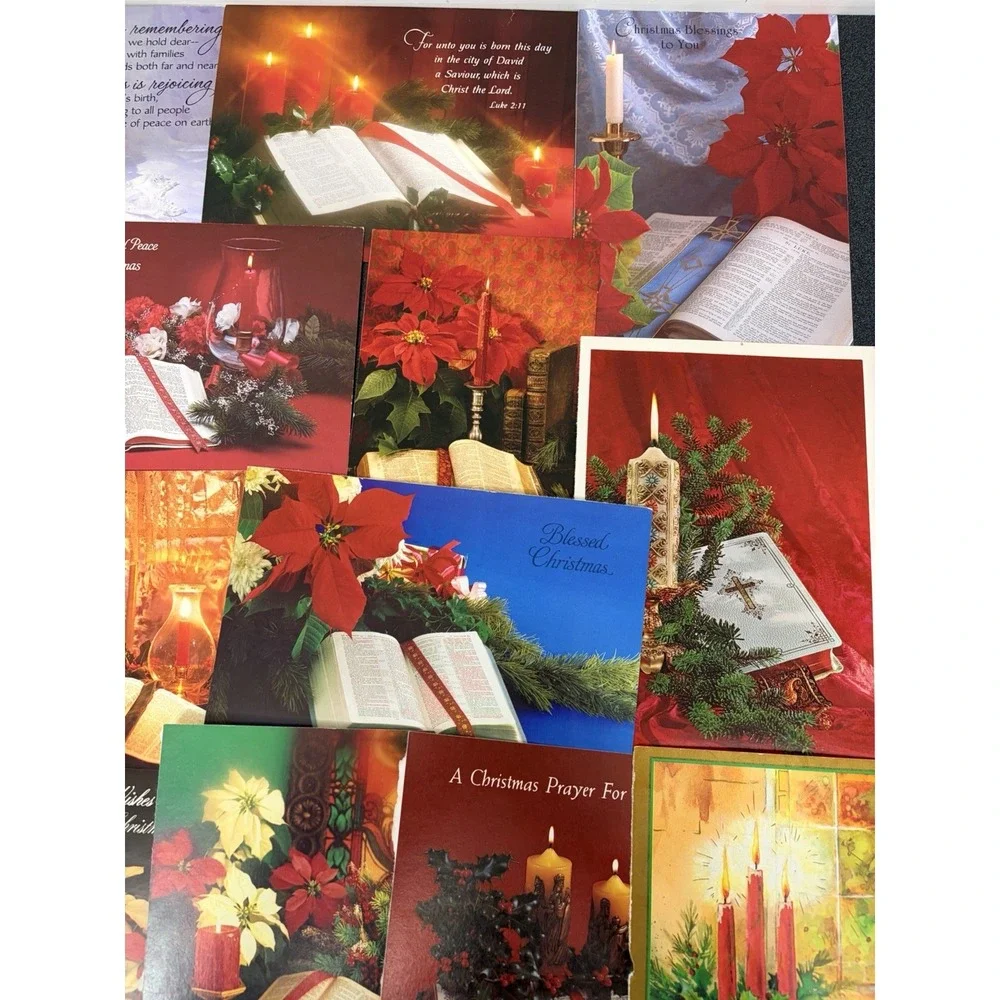 Vintage Christmas Cards Fronts ONLY Bibles Scrapbooking Decoupage Lot of 50+